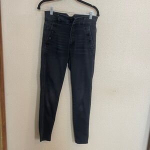 Joe's Jeans Black Skinny High-Rise with Front Button Detail